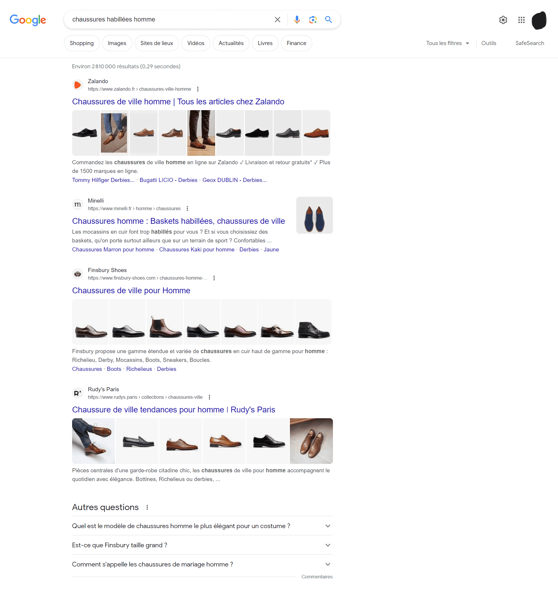 Exemple d'une recherche sur Google.