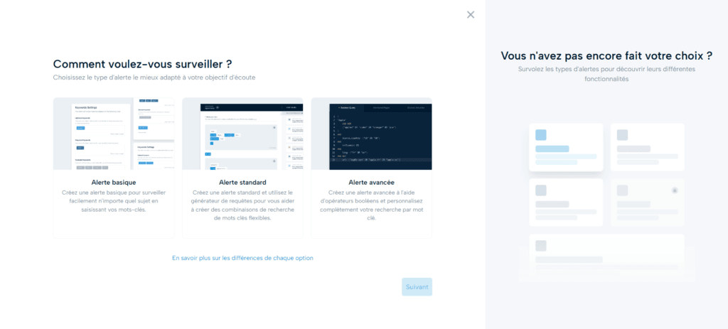 Capture d'écran des alertes sur Mention qu'il est possible de personnaliser.